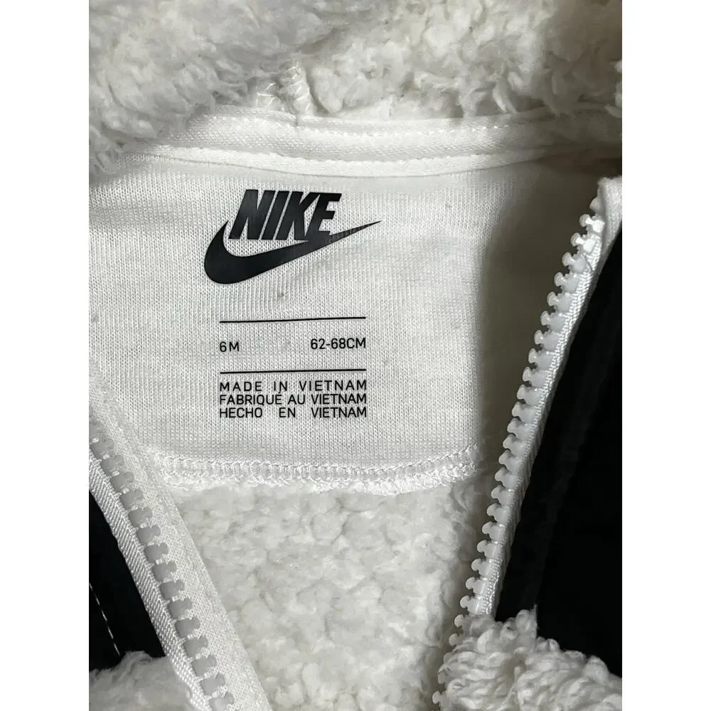 Nike Baby One piece 6m 6 month Sherpa‎ Coverall Hoodie Footless Full Zip